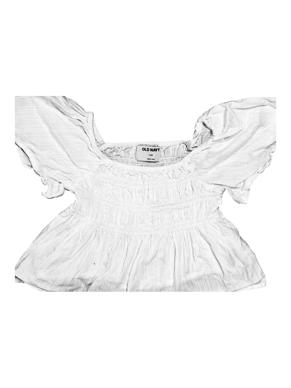 Old Navy | White Smocked Square-Neck Flutter Sleeve Top Girls Size Medium